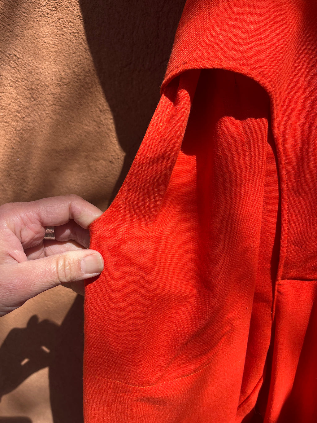 Wrap Jumpsuit - Orange linen