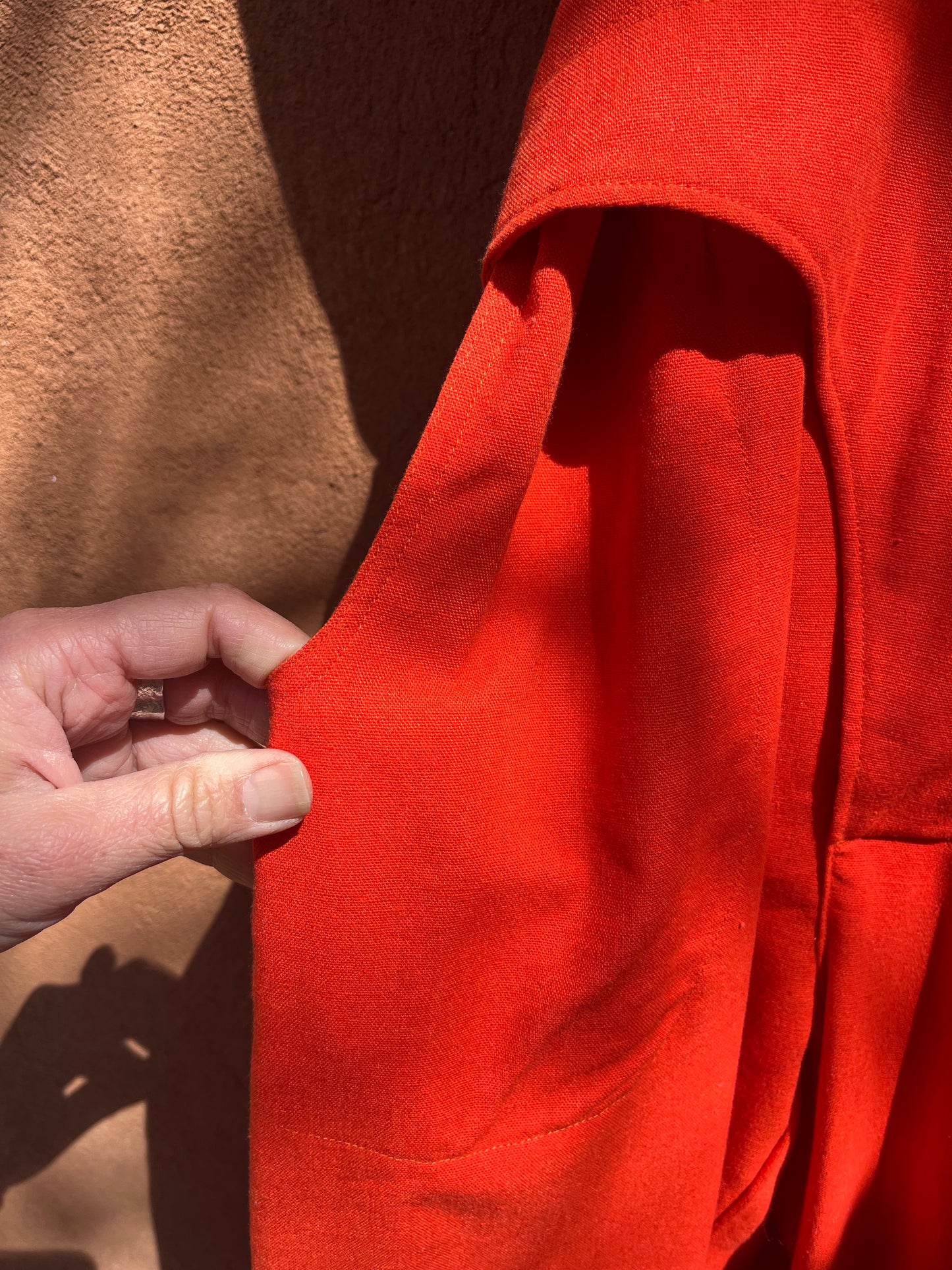 Wrap Jumpsuit - Orange linen