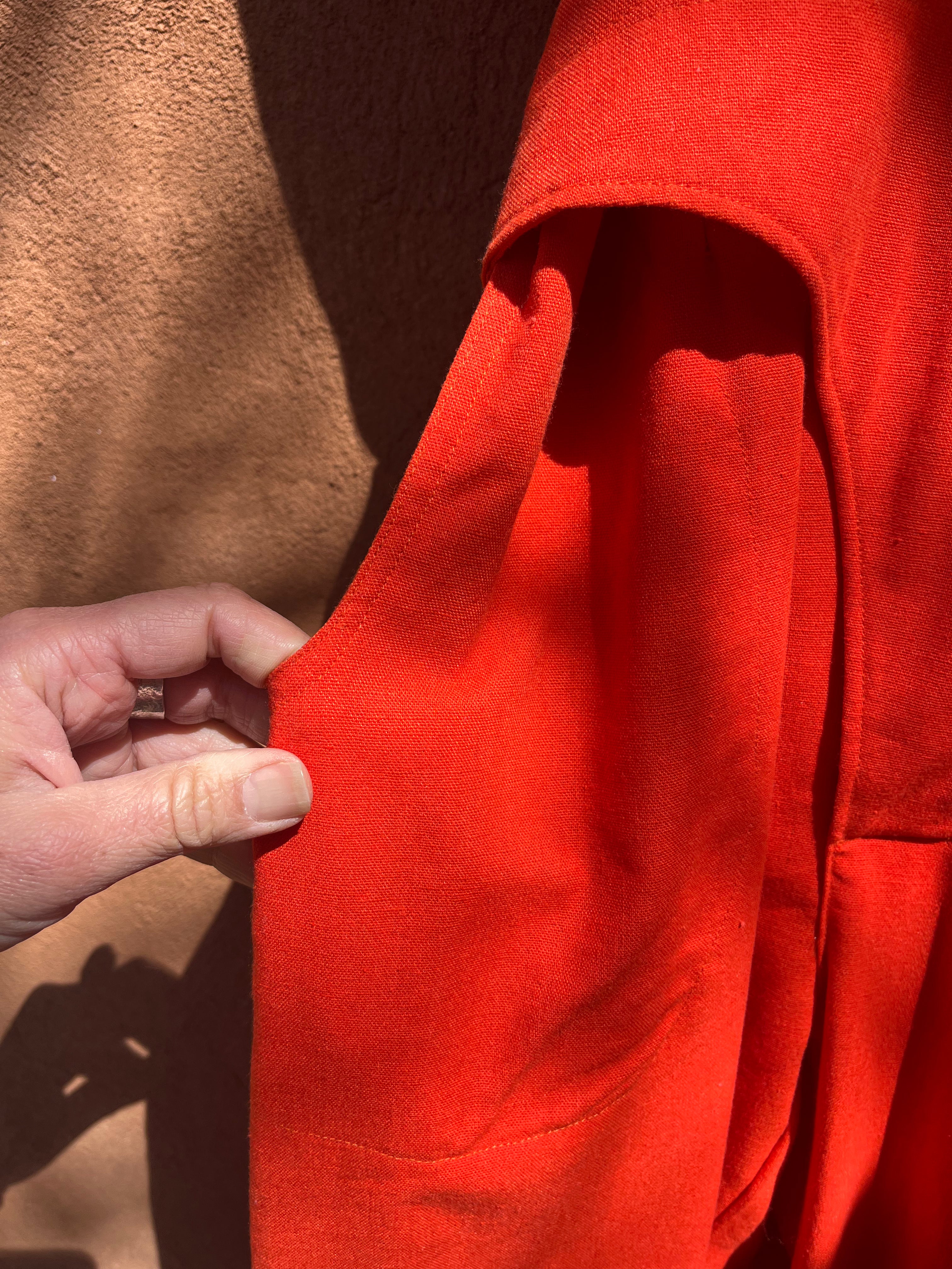 Wrap Jumpsuit - Orange linen
