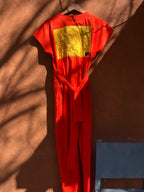 Wrap Jumpsuit - Orange linen