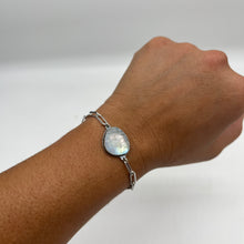 Load image into Gallery viewer, Rainbow Moonstone and Sterling Silver Adjustable Bracelet - ready to ship
