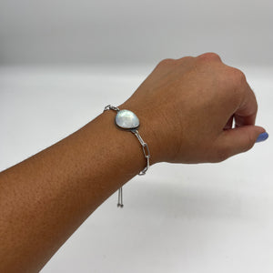 Rainbow Moonstone and Sterling Silver Adjustable Bracelet - ready to ship