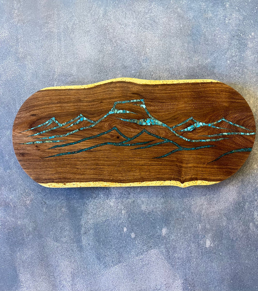 Cutting board with Kingman and Peruvian Turquoise