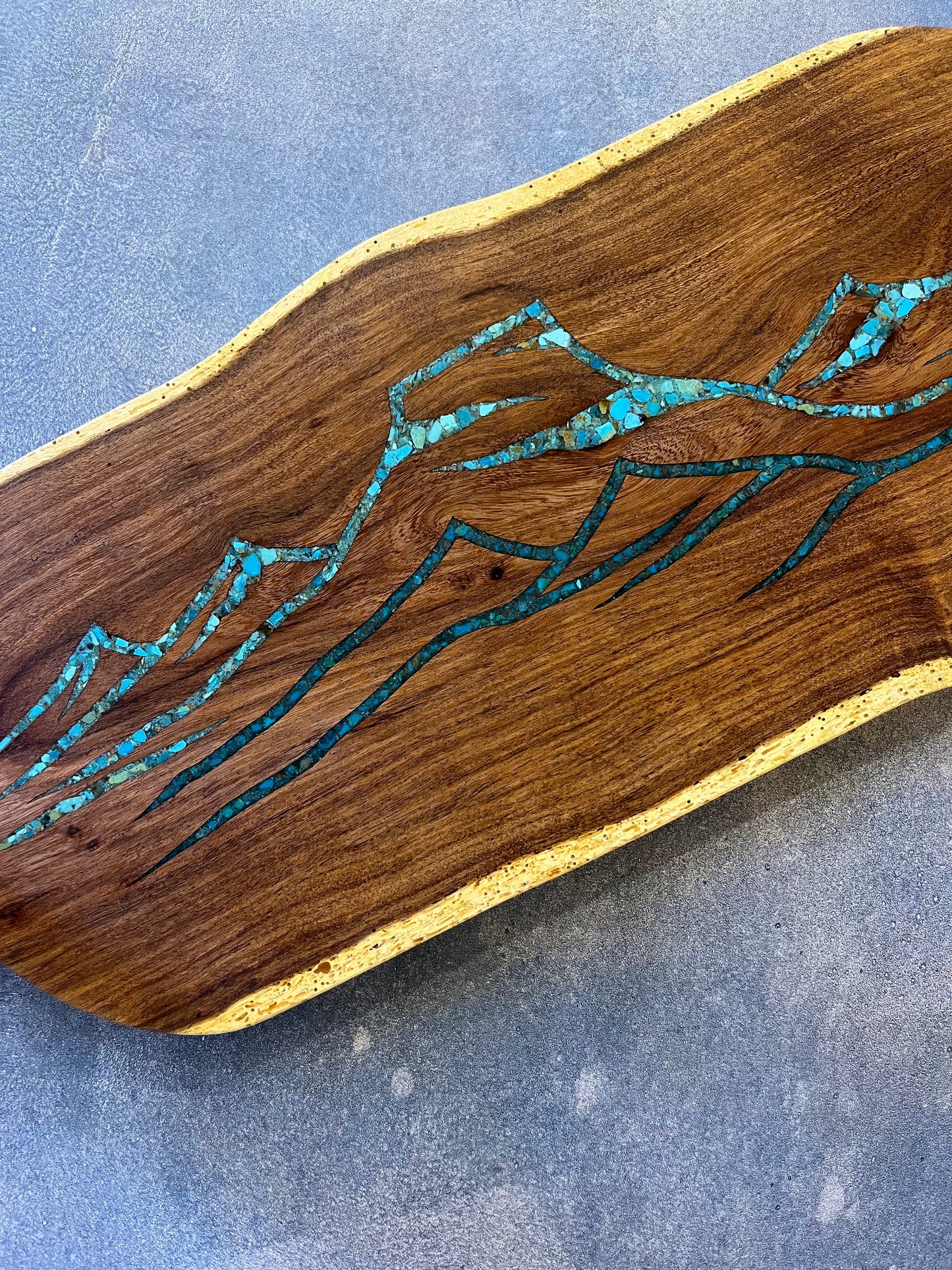 Cutting board with Kingman and Peruvian Turquoise