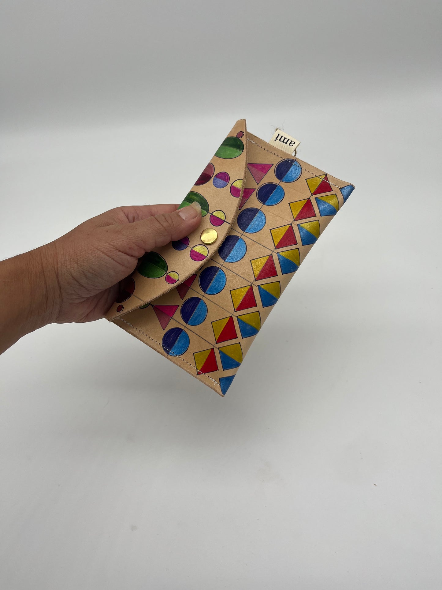 Large - Leather wallet - Handpainted - Multicolor