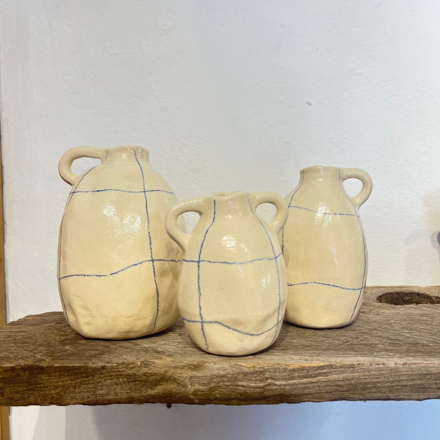 Bud Vases- White Blue Lines