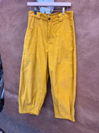 High Waisted Barrel Pants - Yelllow Thin Corduroy