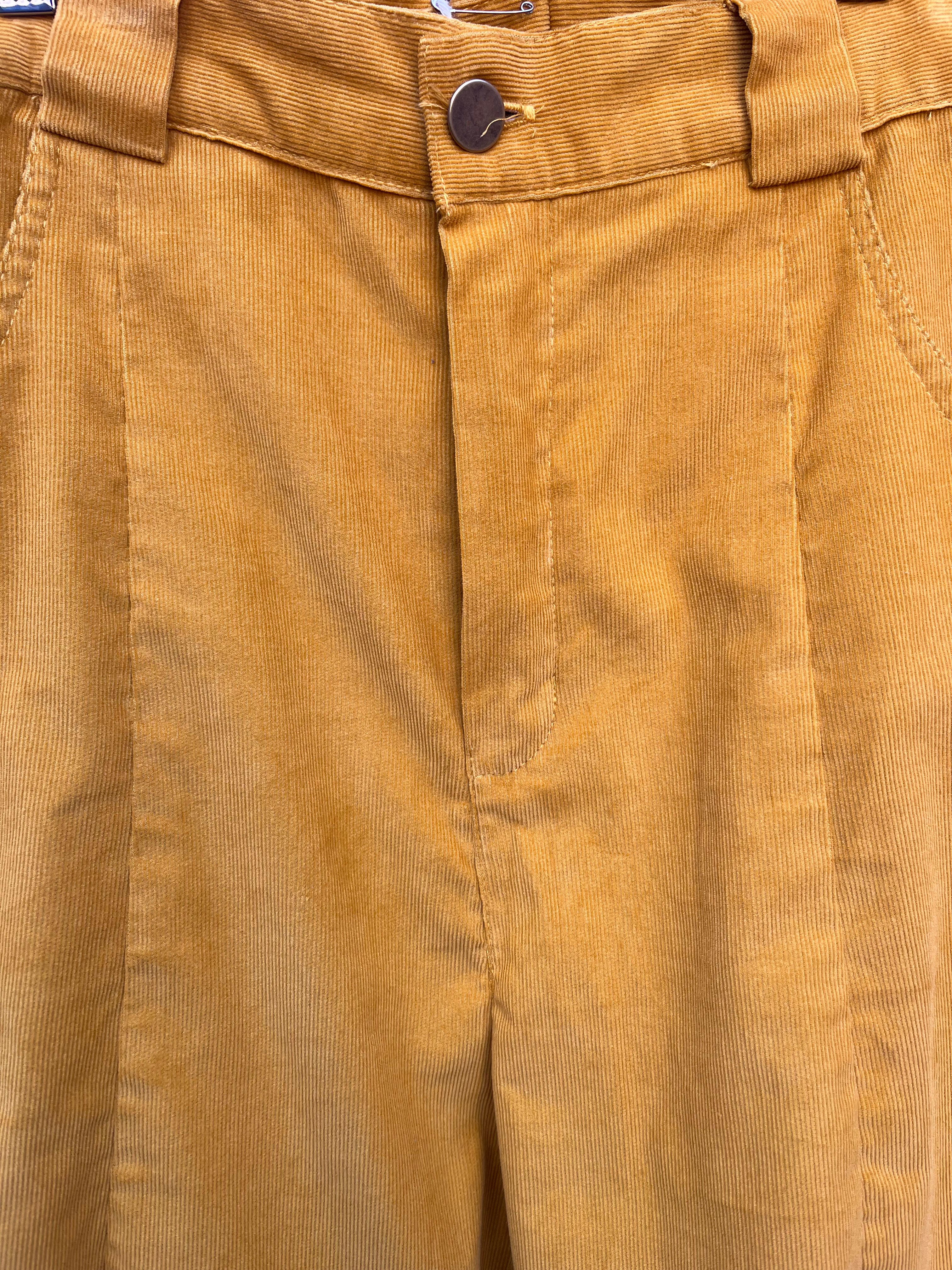 High Waisted Barrel Pants - Yelllow Thin Corduroy