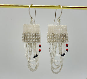 Beaded Fringe Earrings White