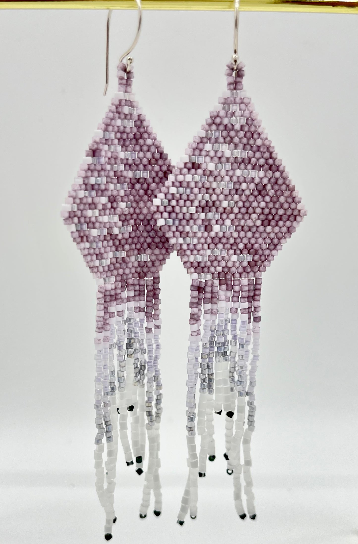 Beaded Fringe Earrings Lavender