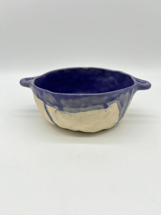 Blue & White - Ceramic Cereal Bowl with Handles