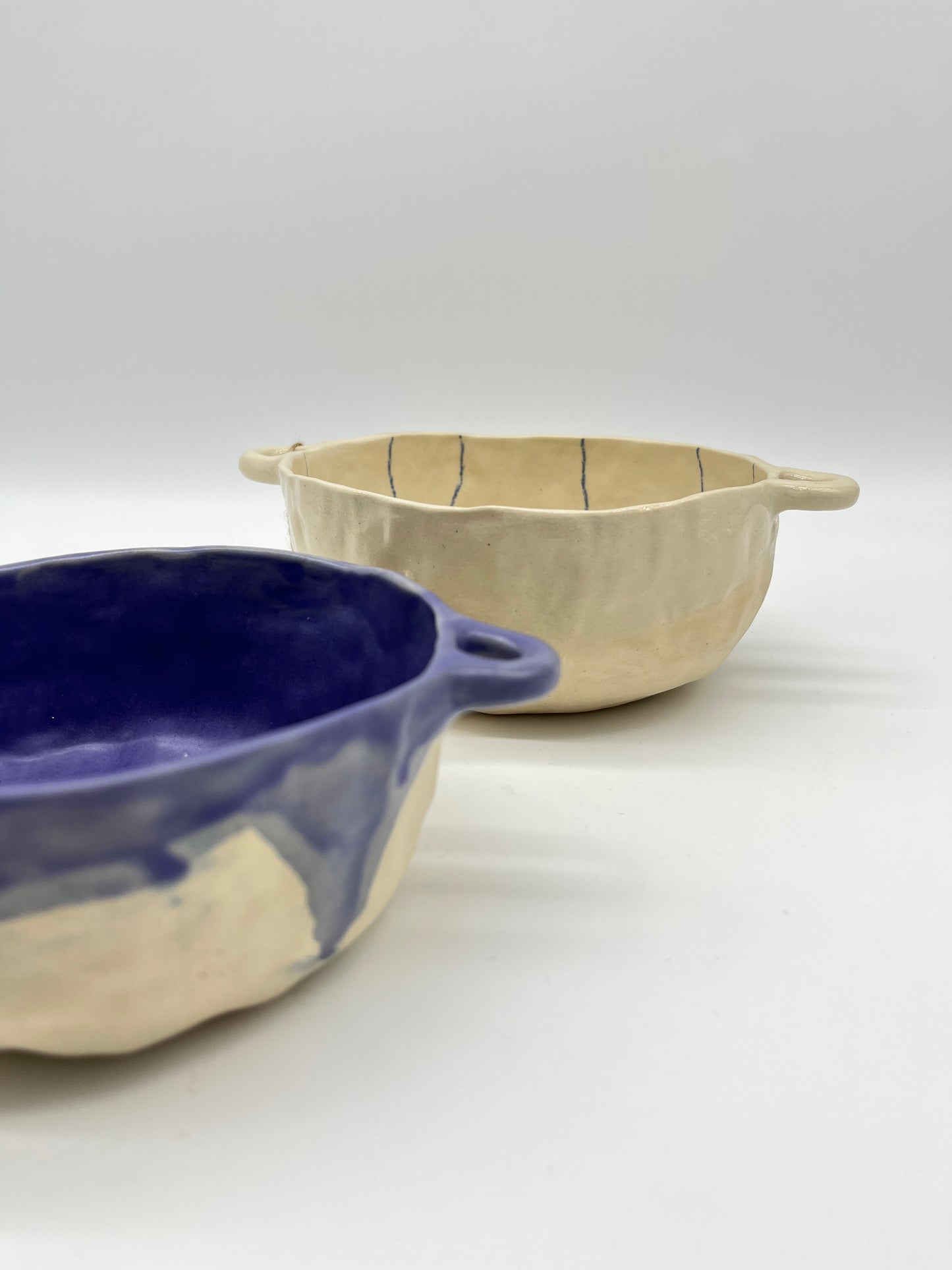 Assorted cereal bowls with handles