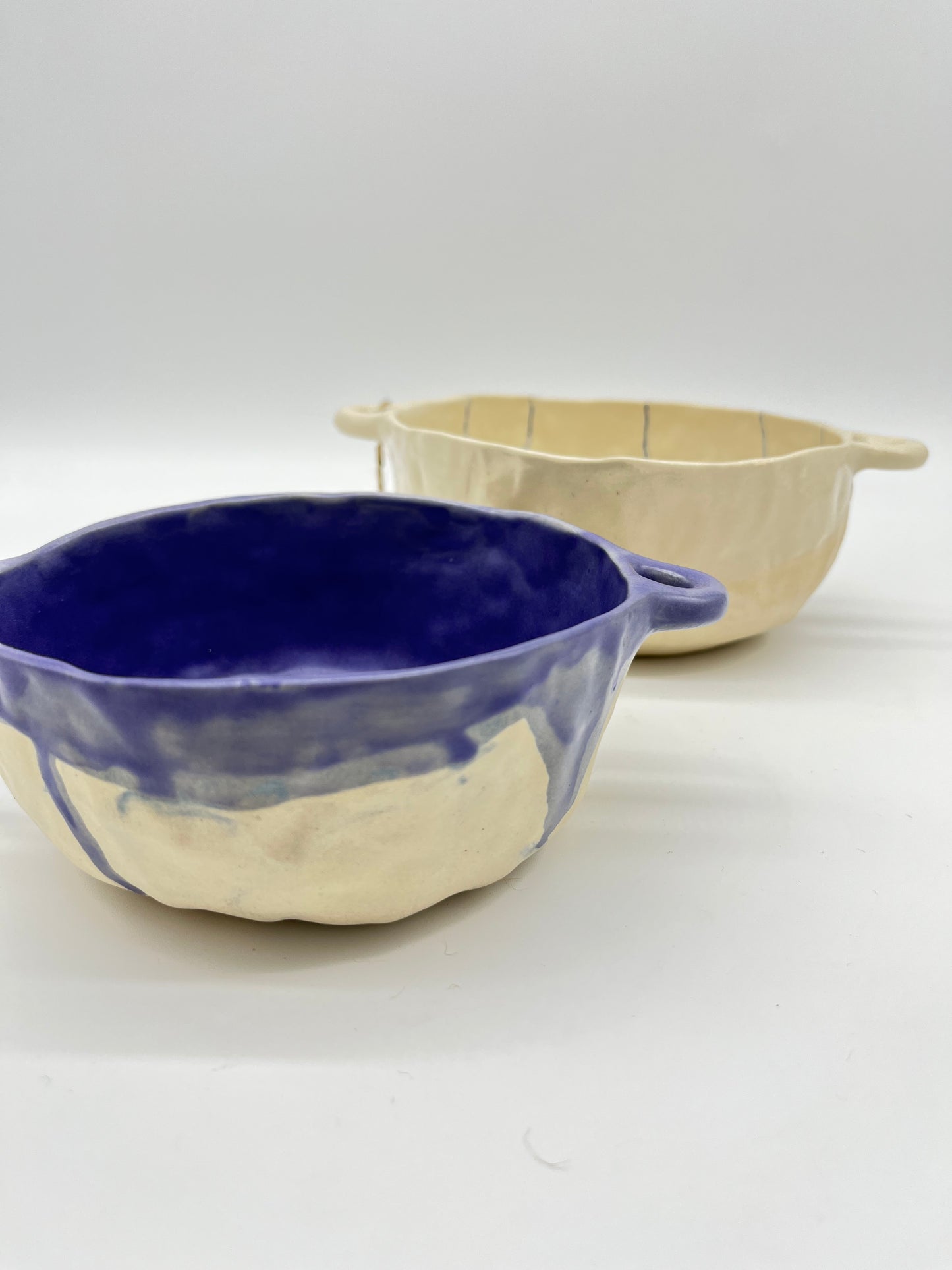 Assorted cereal bowls with handles