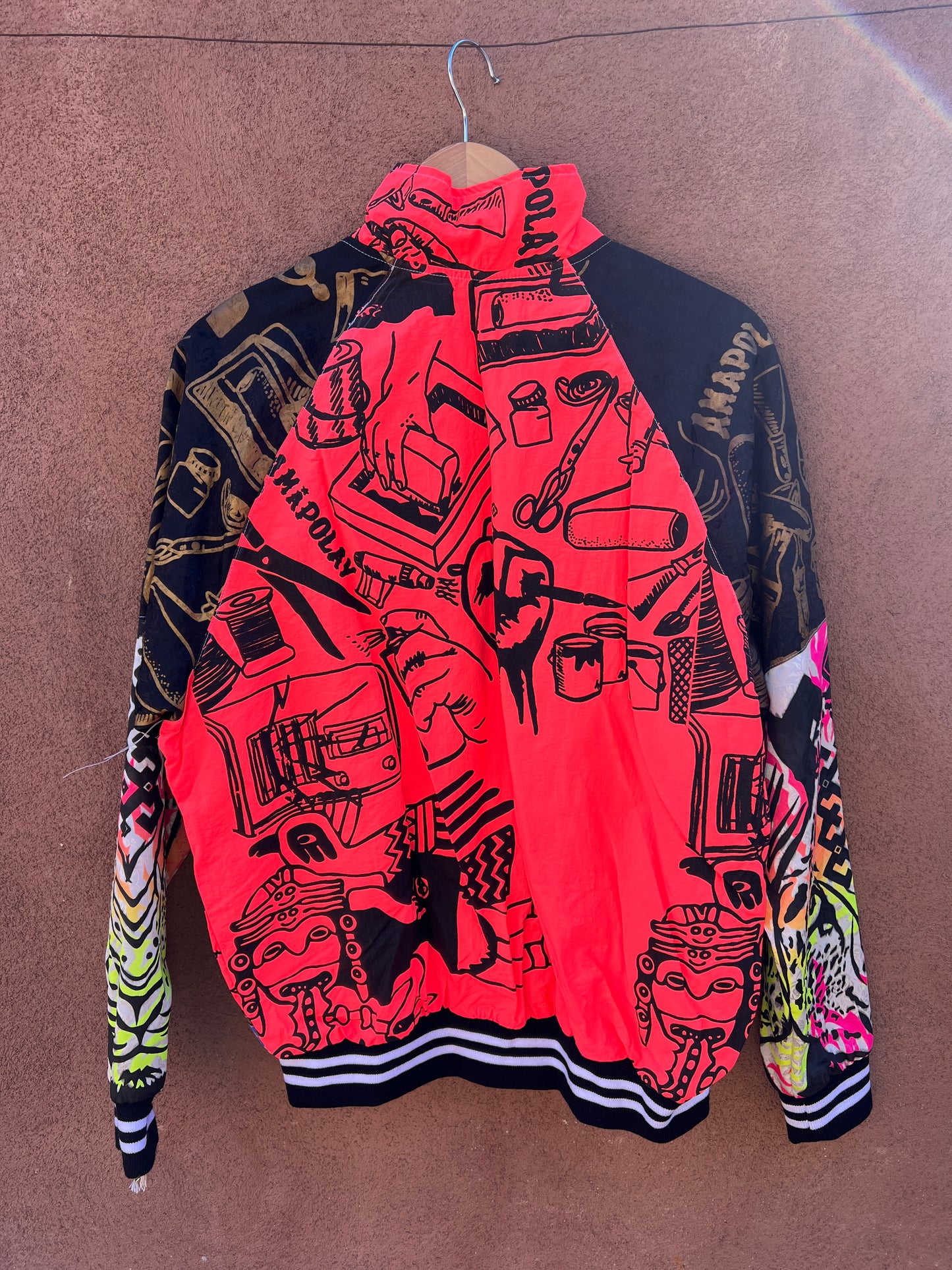 Upcycled Windbreaker ~ Screen Printed ~ Large