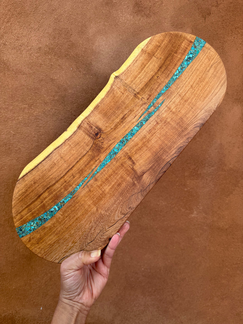 Cutting board with handle - Kingman turquoise
