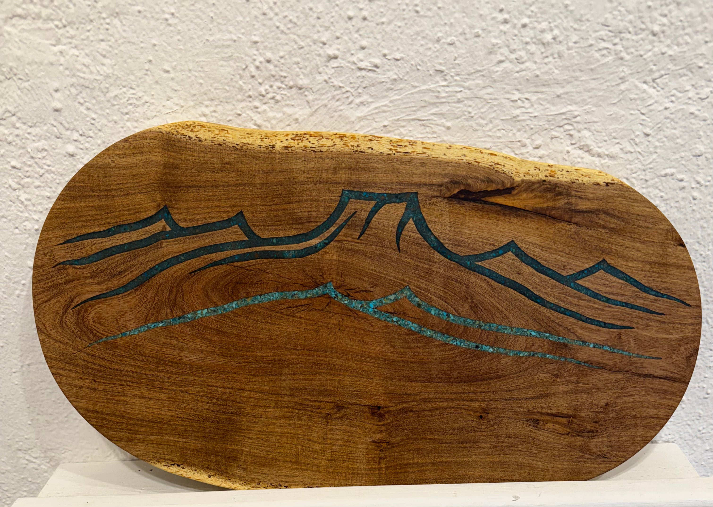 Cutting board with handle - Peruvian & Kingman turquoise