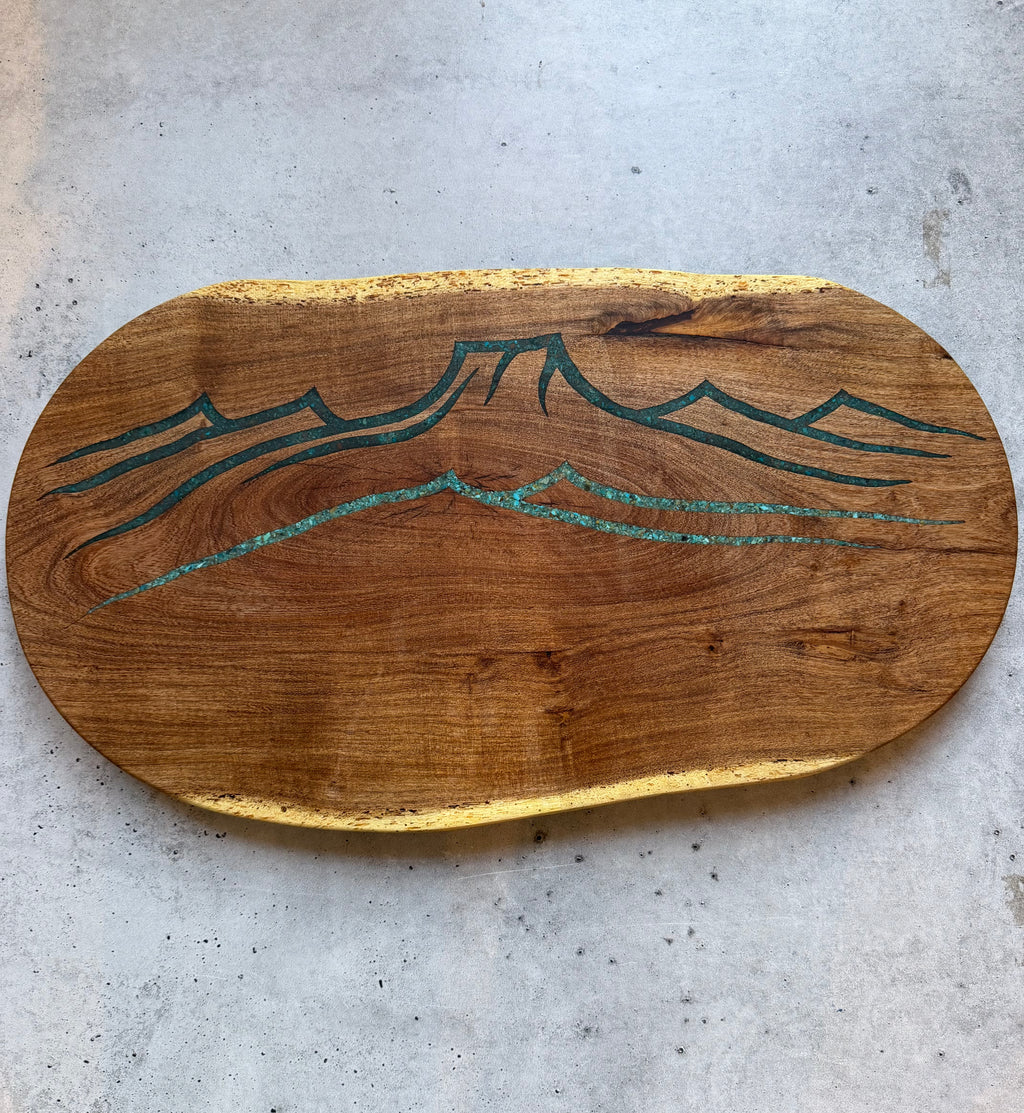 Cutting board with handle - Peruvian & Kingman turquoise