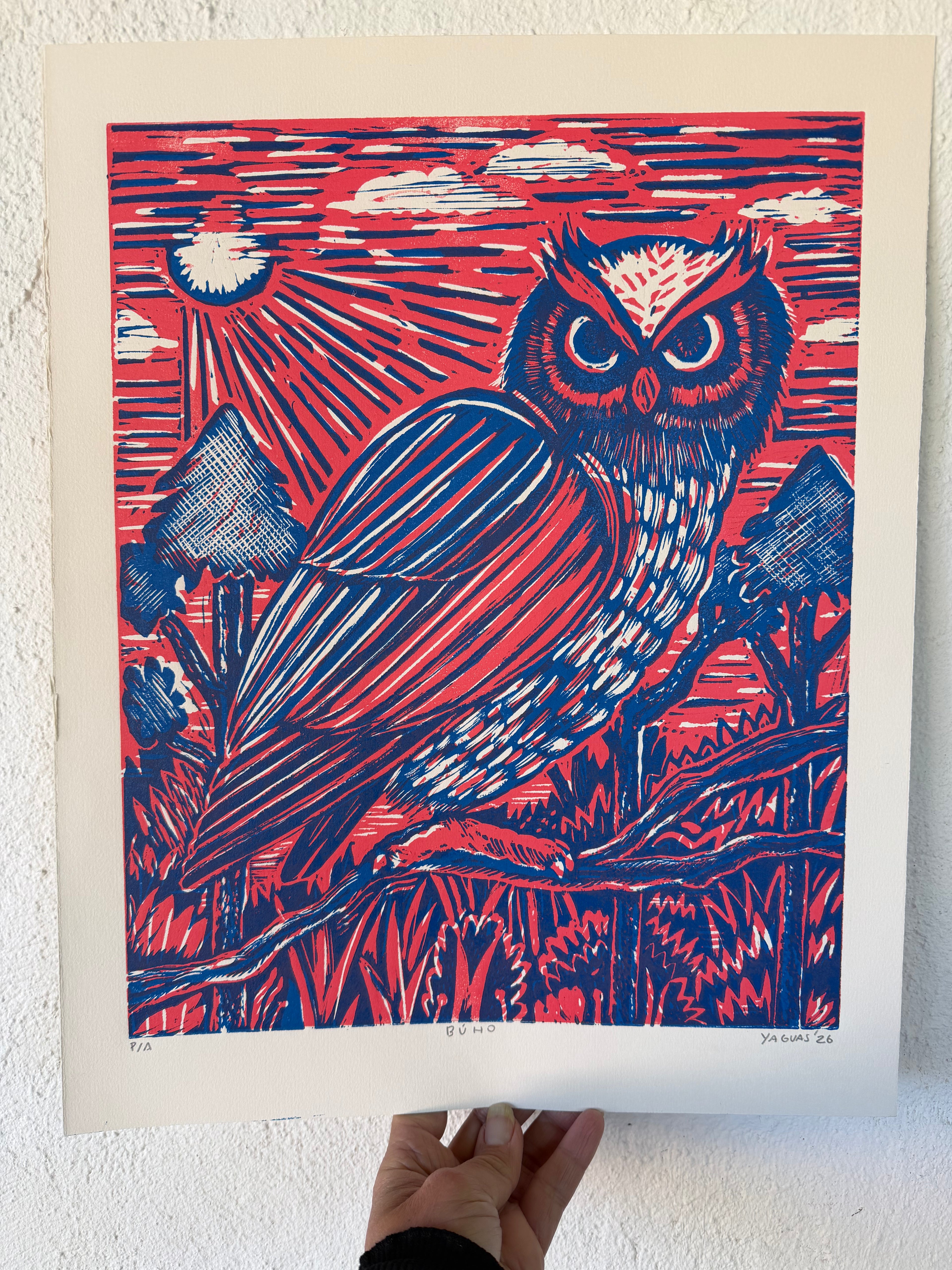Buho - Lino Print