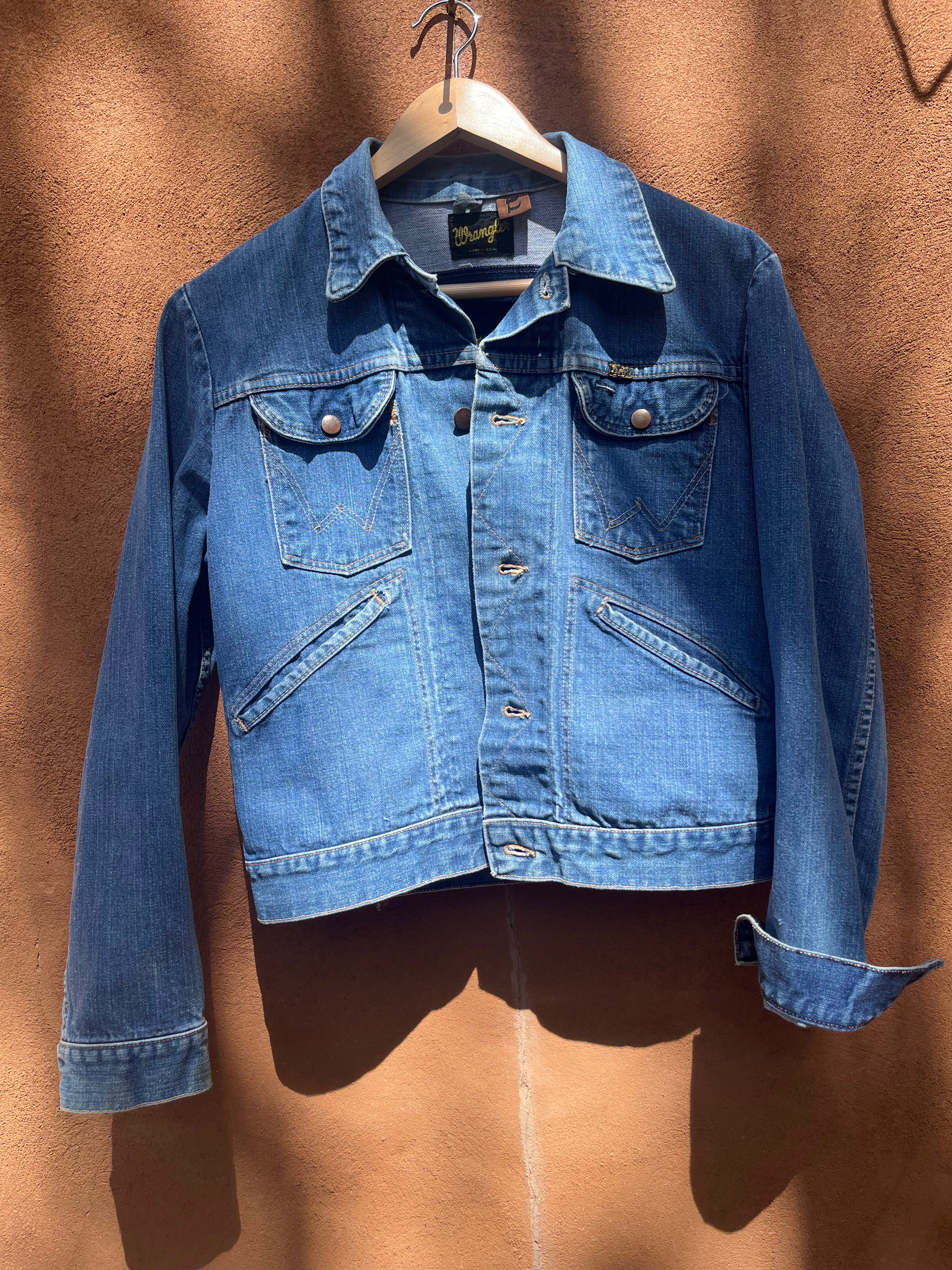 Denim Wrangler Jacket - Handwoven back panel - Size