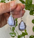 White lace agate Earrings - Sterling Silver