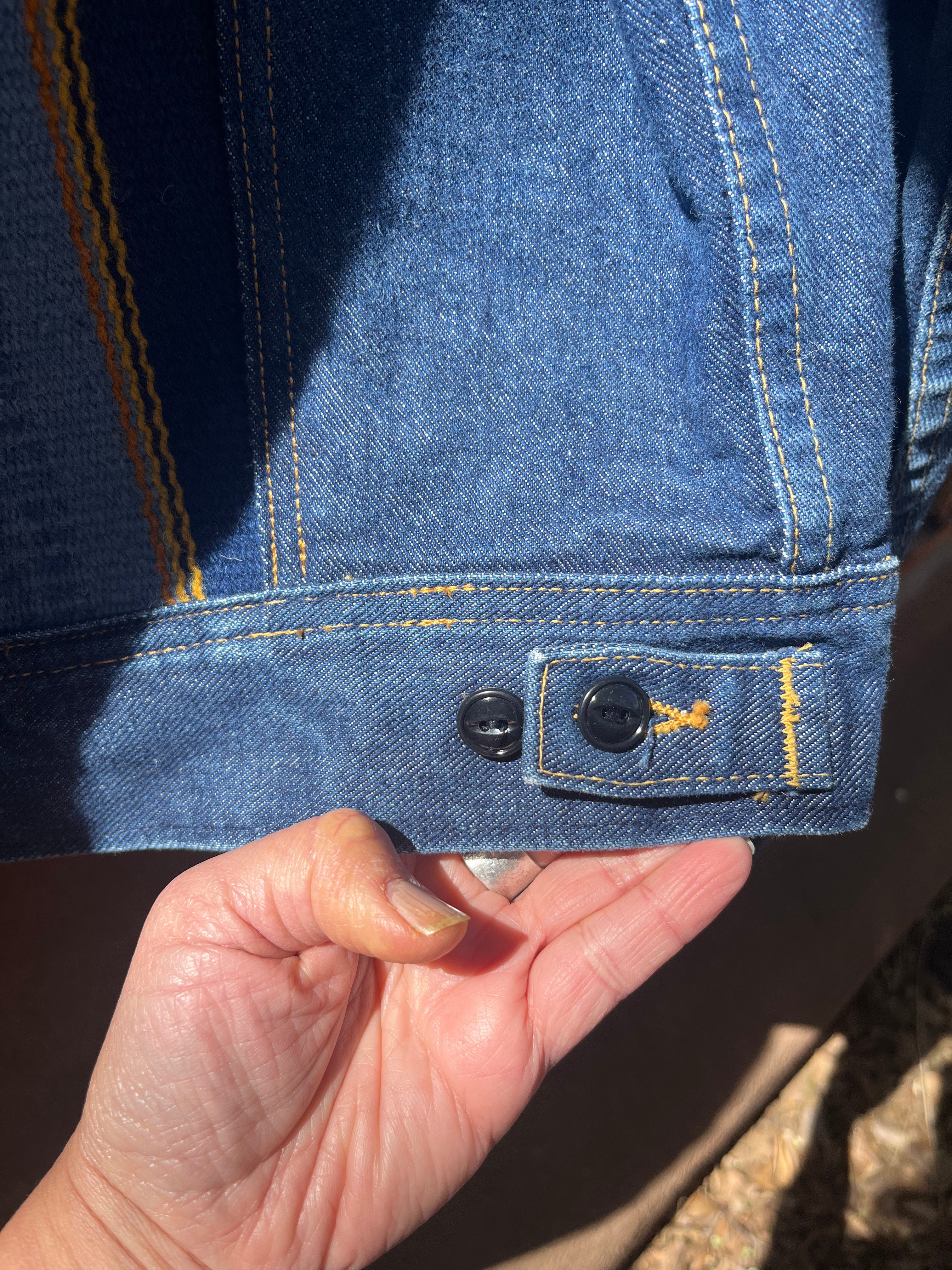 Denim Lee Jacket - Handwoven back panel - Size