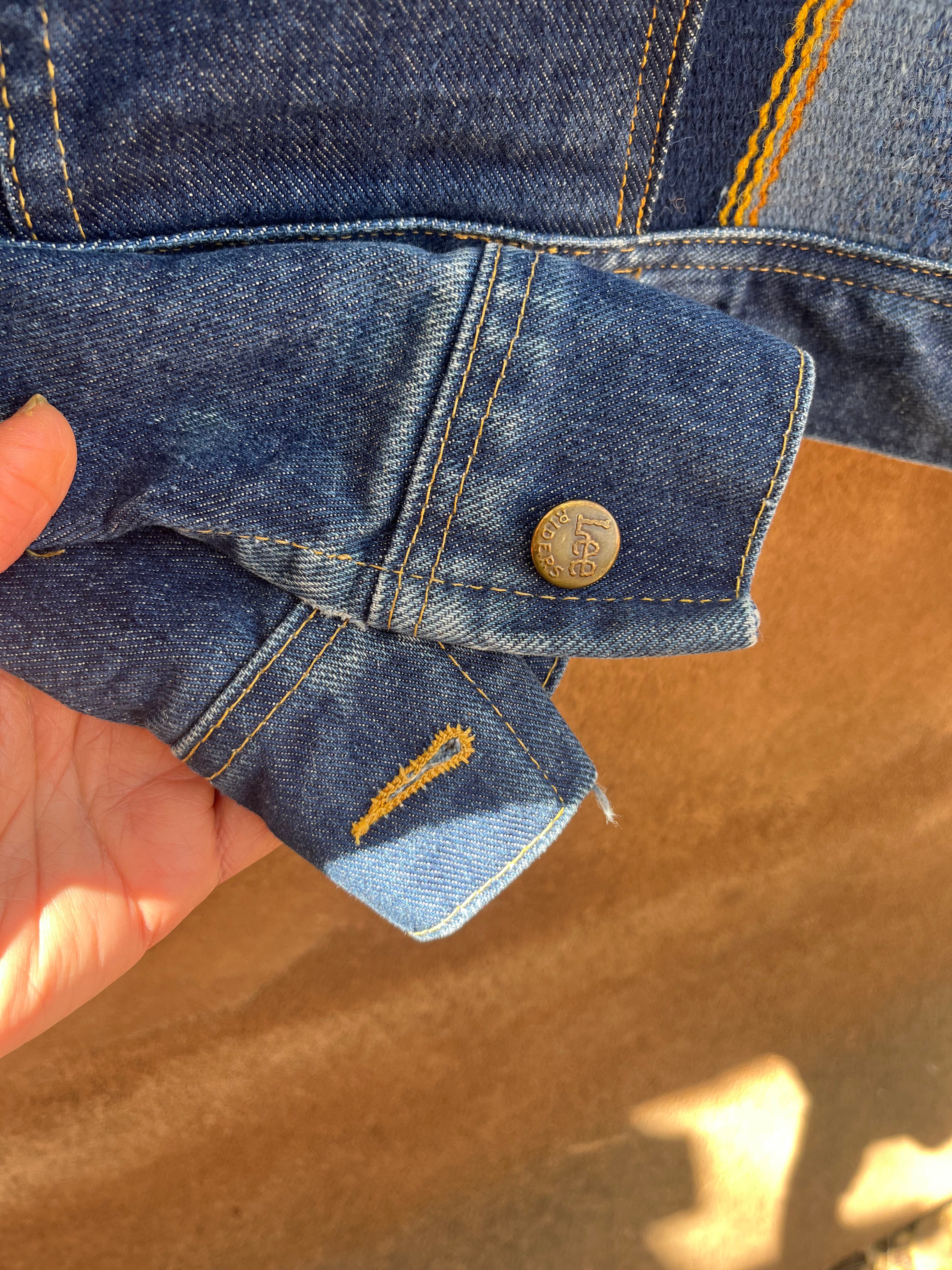 Denim Lee Jacket - Handwoven back panel - Size