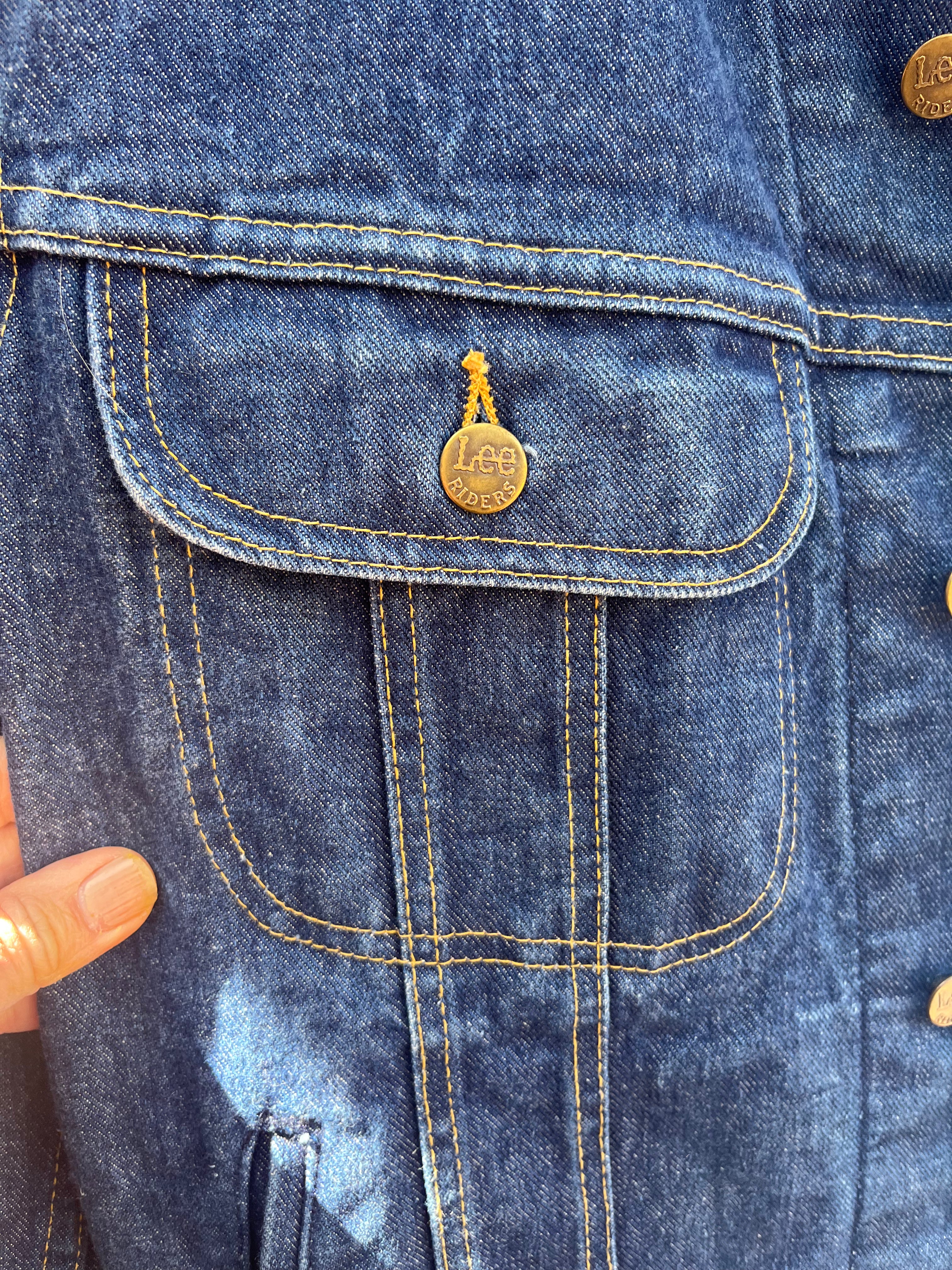 Denim Lee Jacket - Handwoven back panel - Size