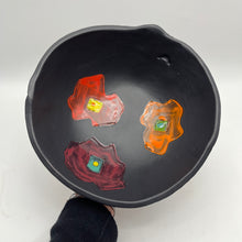 Load image into Gallery viewer, Serving Bowl - Black with colorful poppies
