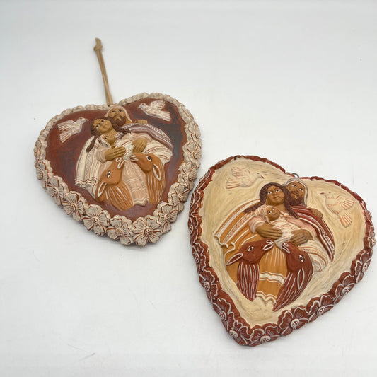 Heart with Holy Family Portrait ~ traditional ceramic from Quinua , Ayacucho