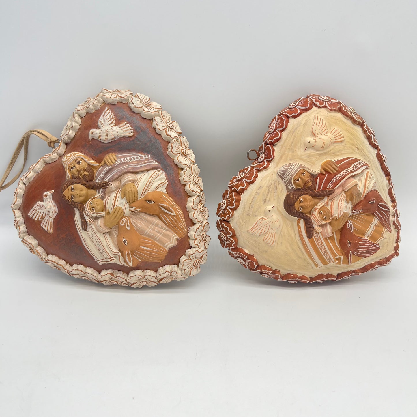 Heart with Holy Family Portrait ~ traditional ceramic from Quinua , Ayacucho