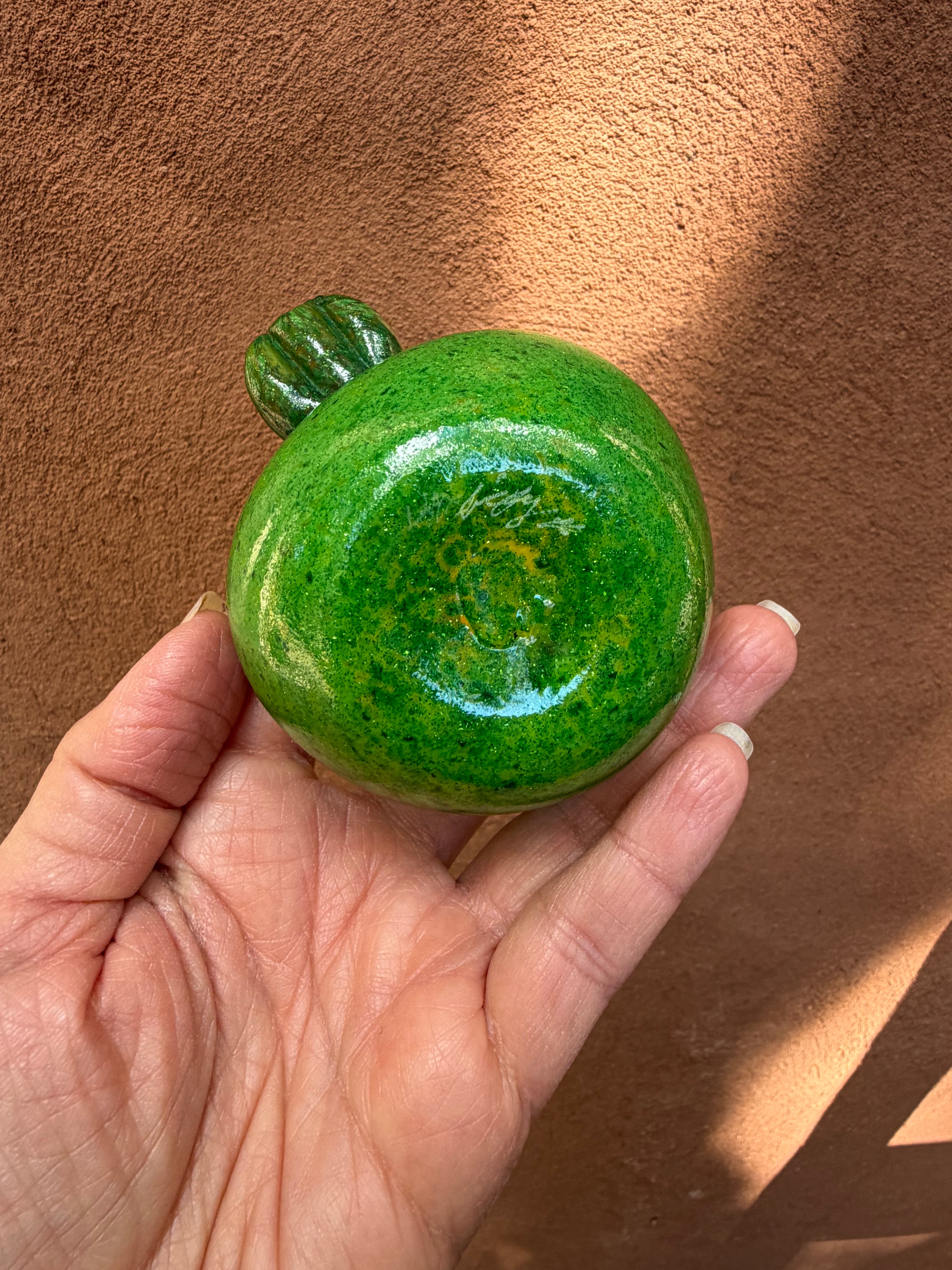 Heart Bowl ~ green~ blown glass