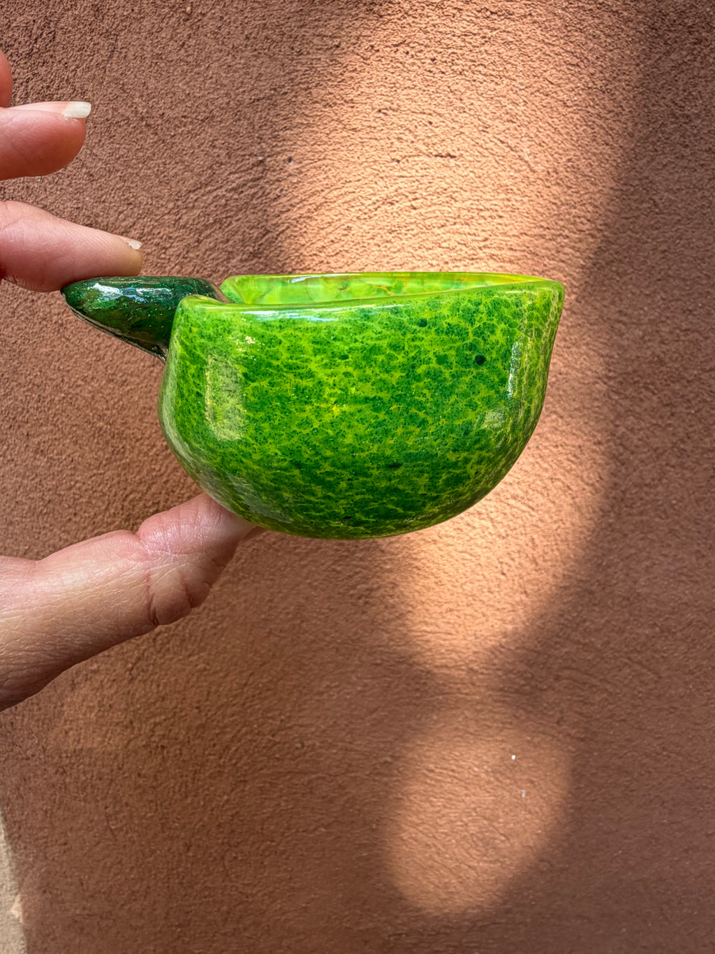 Heart Bowl ~ green~ blown glass