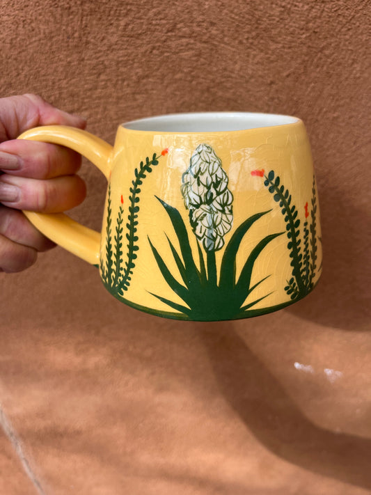 Stoneware mugs ~ hanpainted Yucca and cholla - 3 colors