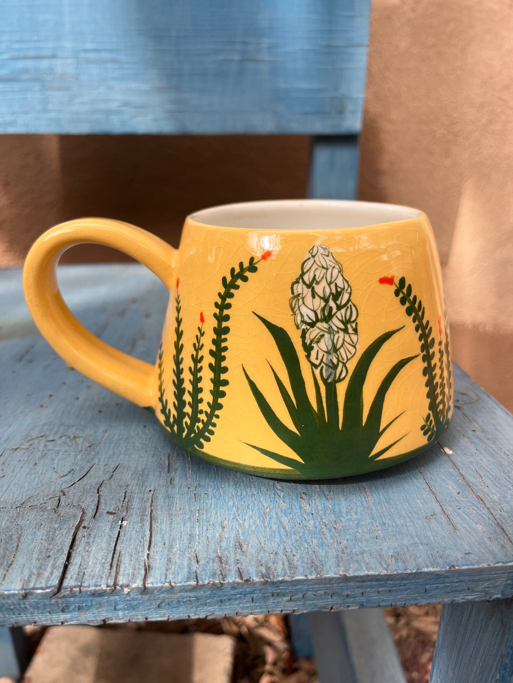 Stoneware mugs ~ hand painted Yucca and Cholla - 3 colors