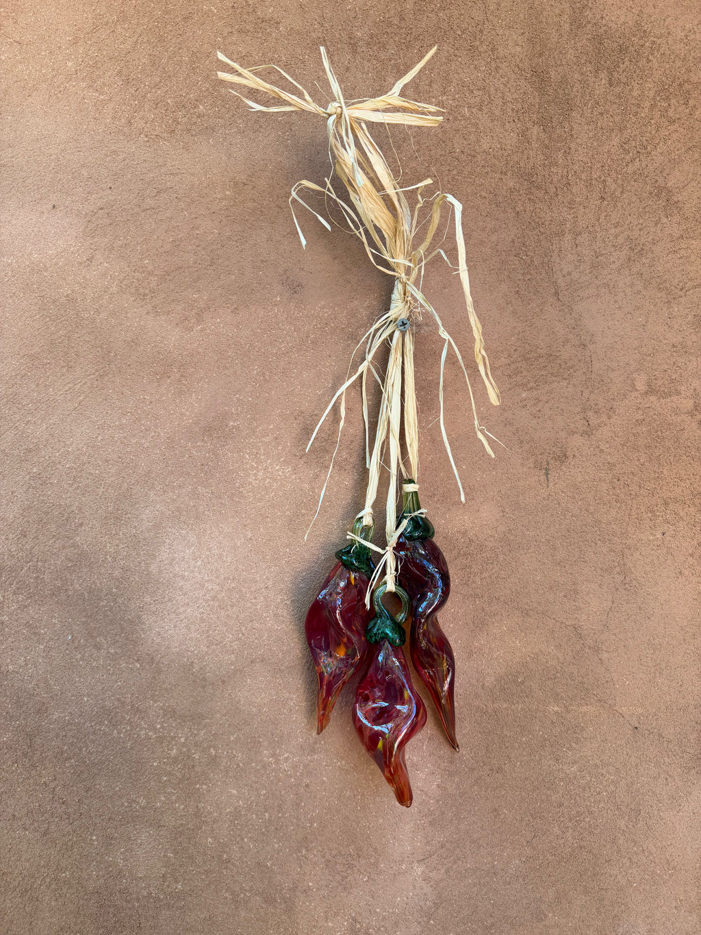 Glass blown ~ Red Chili Ristra ~ three chilis