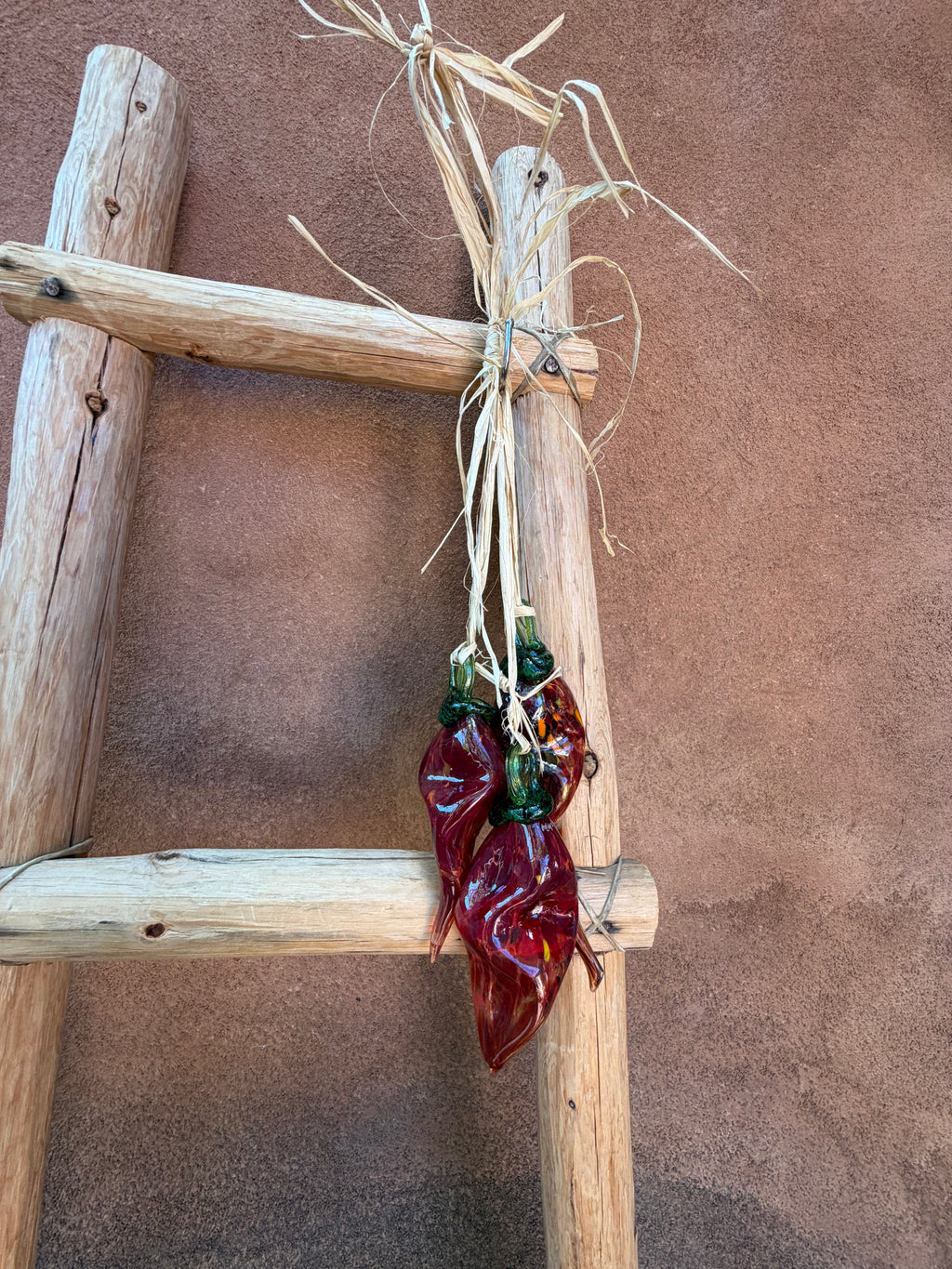 Glass blown ~ Red Chili Ristra ~ three chilis
