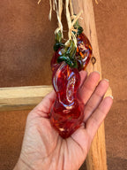 Glass blown ~ Red Chili Ristra ~ three chilis
