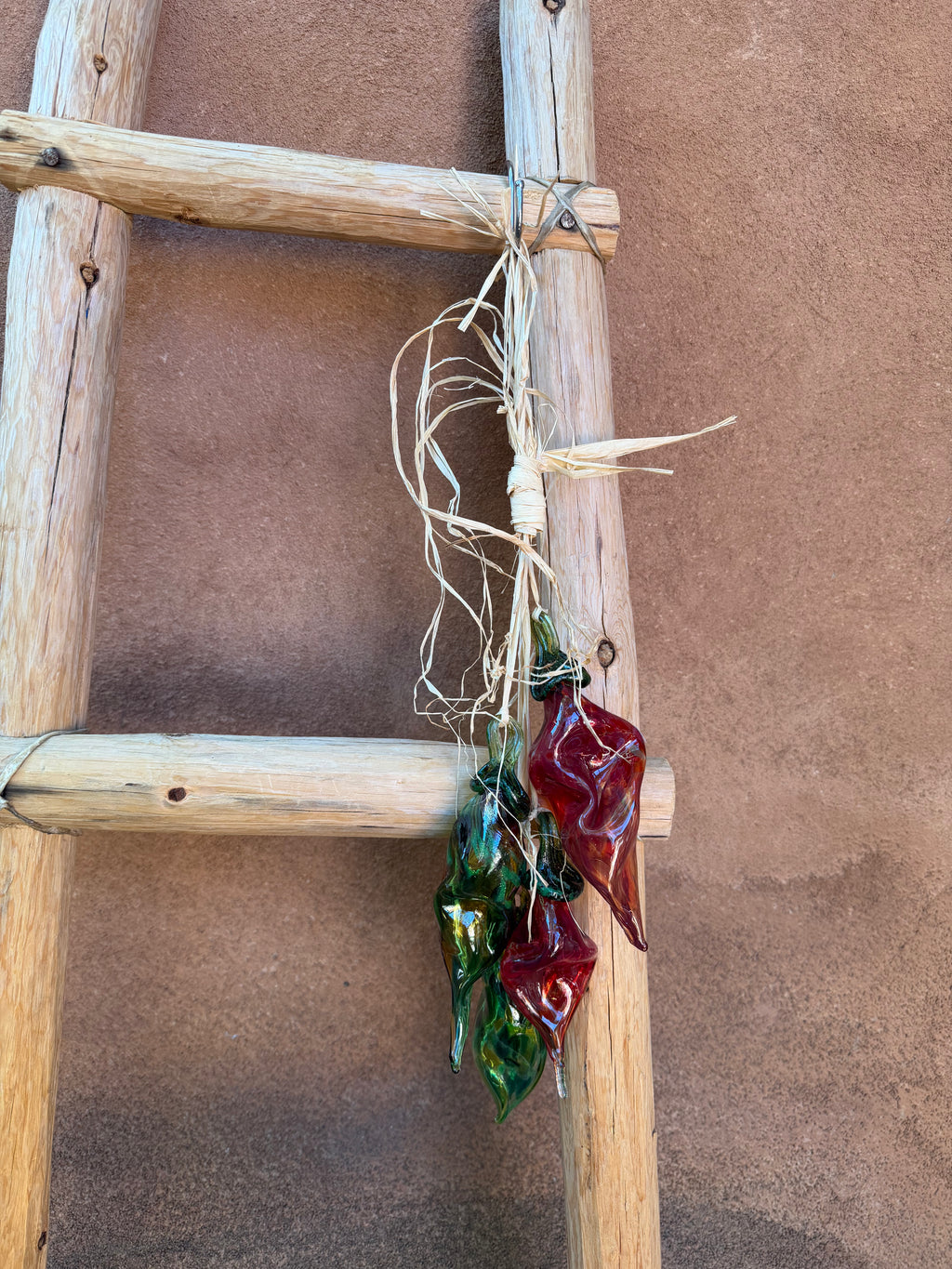 Glass blown ~ Red & green chili ristra ~ four chilis