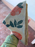 Hand-dyed bandana - greenish - flowers