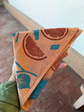 Hand-dyed bandana - brick ~ Oranges and vines