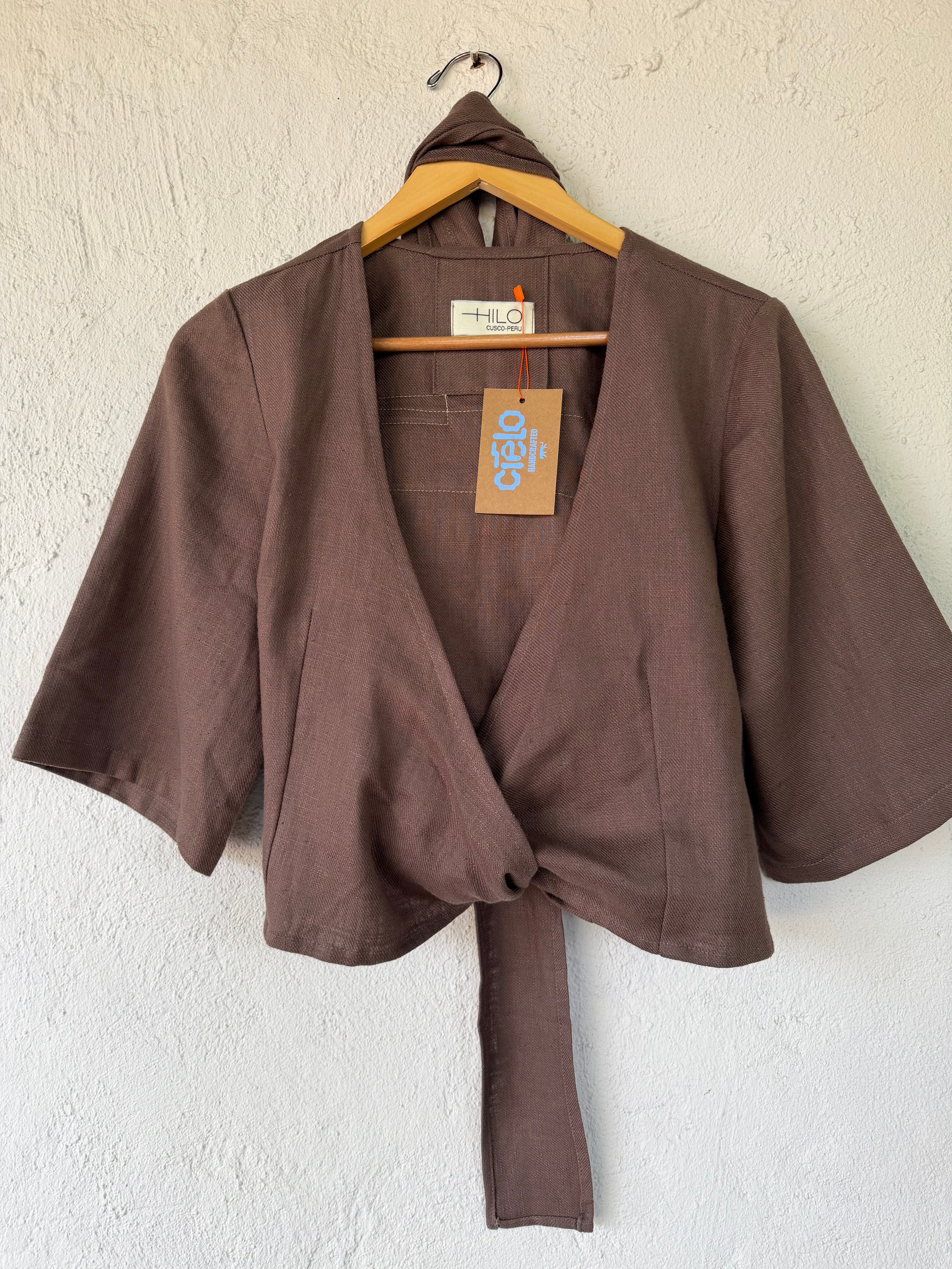 Front tie top - Linen