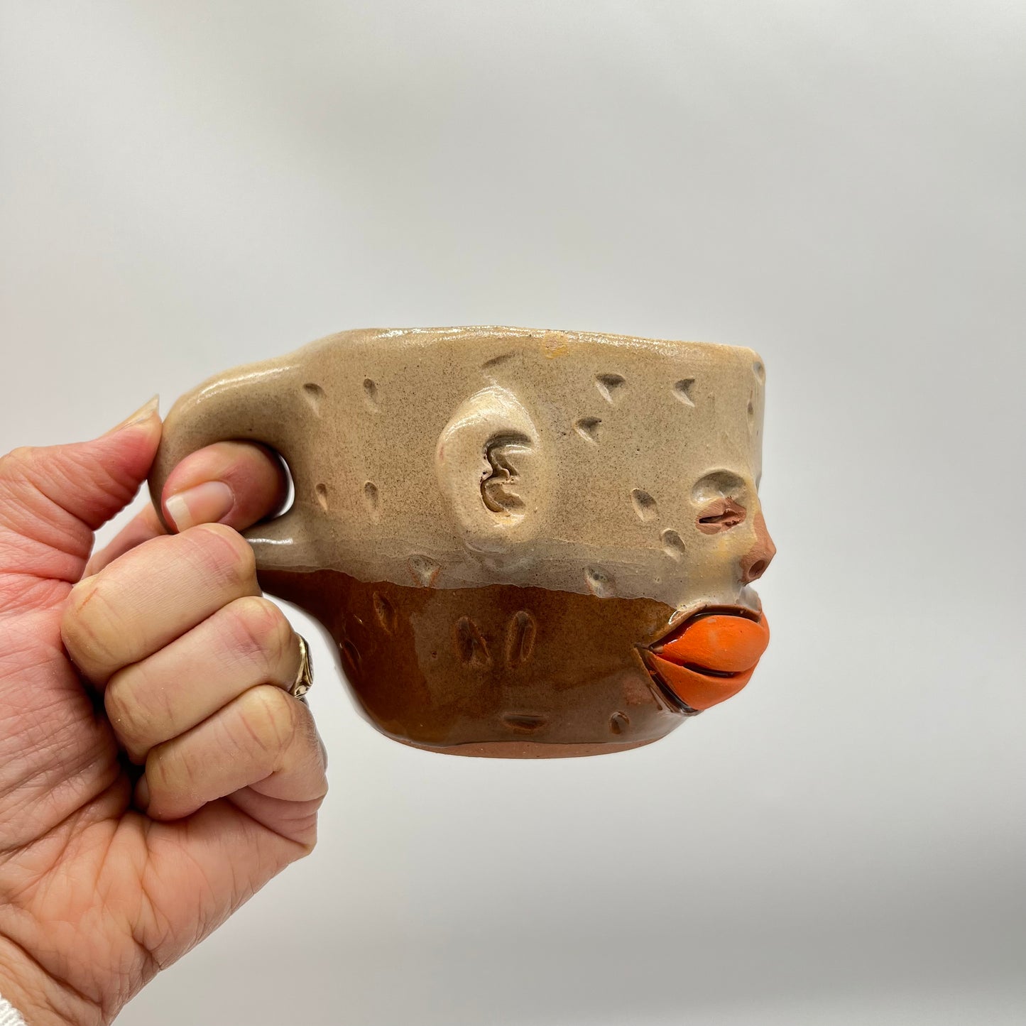 Face Mug ~ red clay