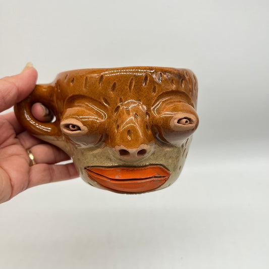 Face Mug ~ red clay