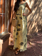 Maxi Dress • Medium • Screen Printed Wearable