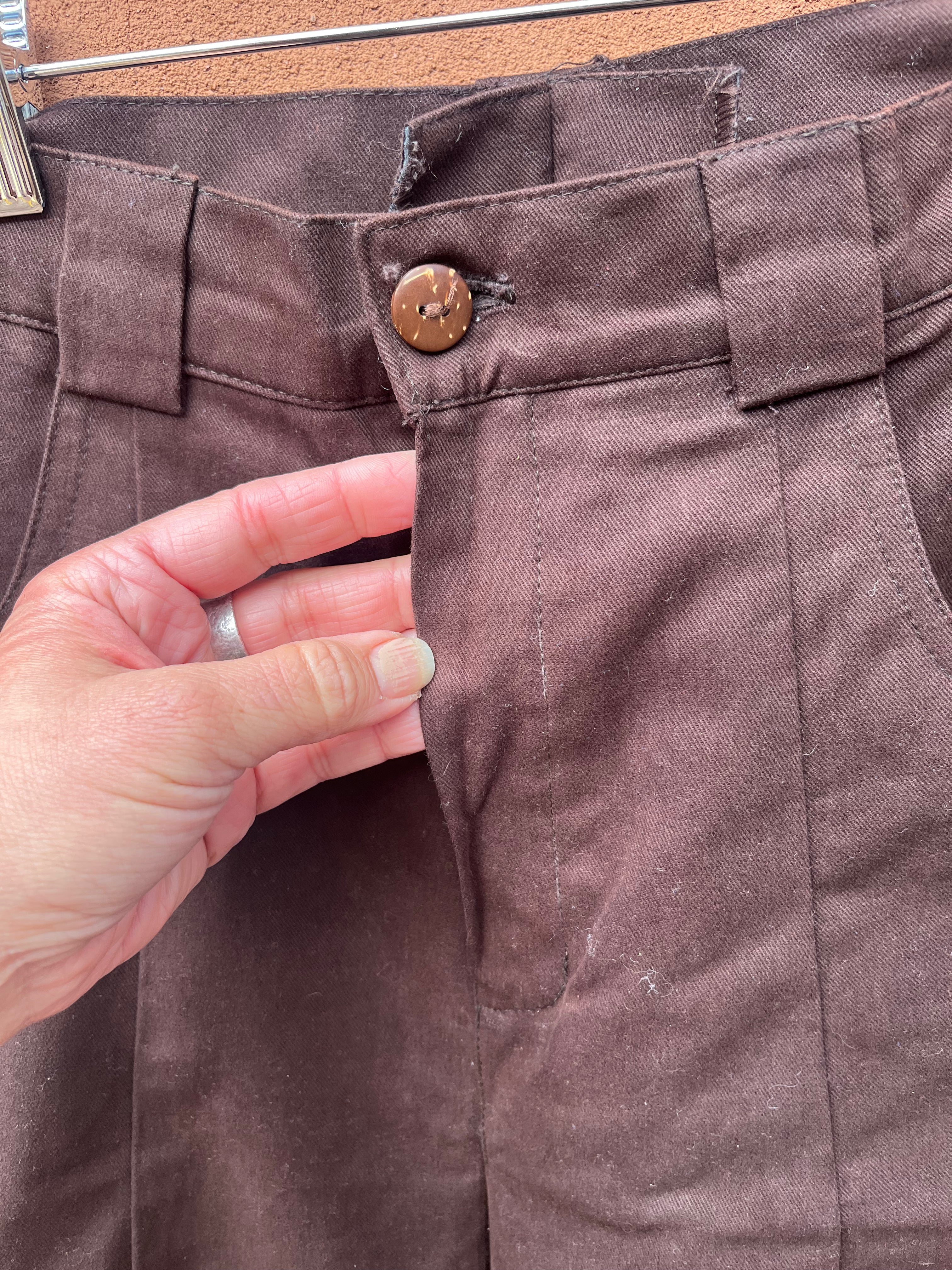 High Waisted Barrel Pants - Solid Brown
