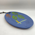 Oval Platter with Handle - Matte Blue & bitanical designs