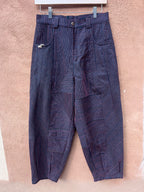 High Waisted Barrel Pants - Black & neon stitch