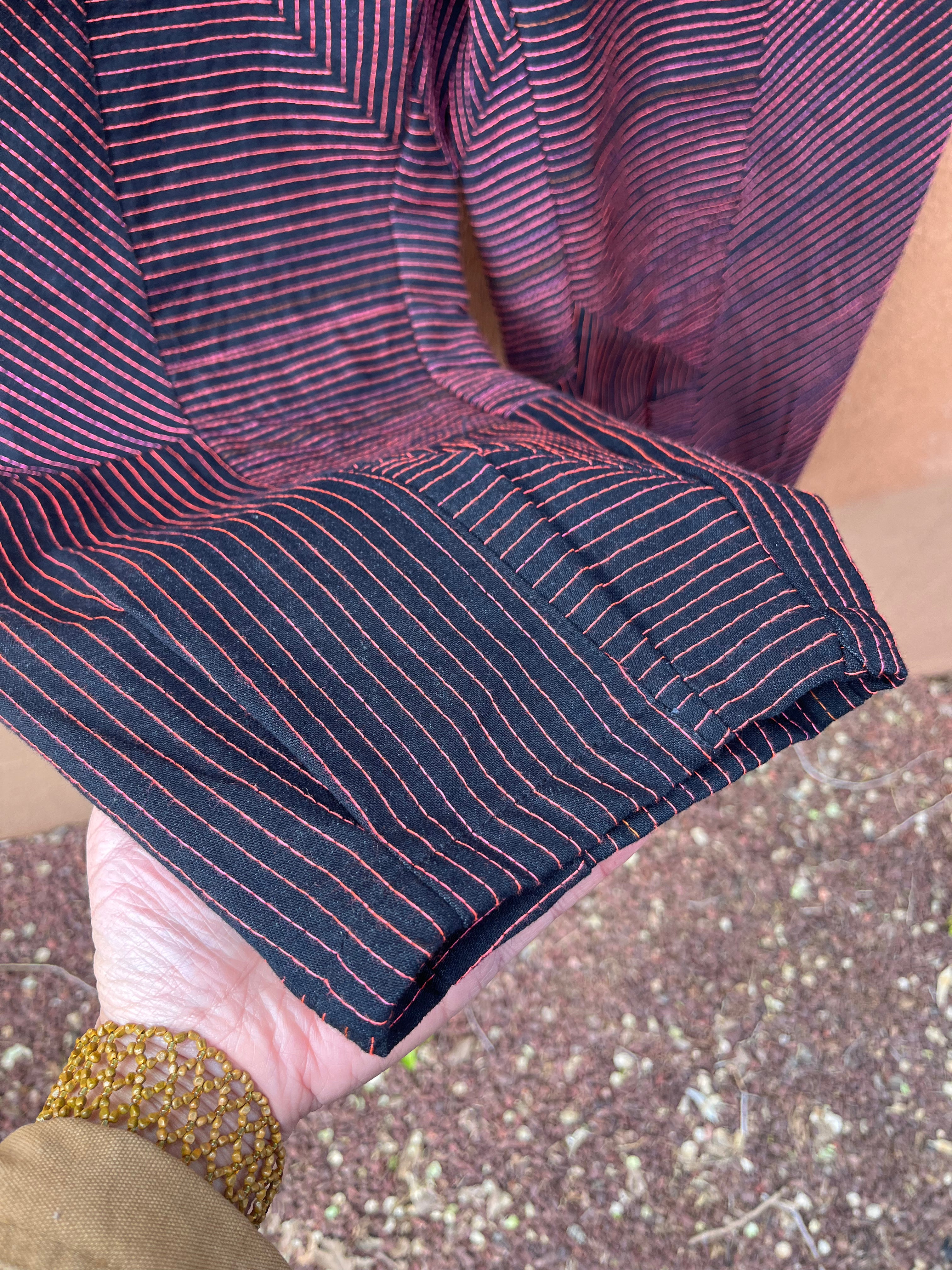 High Waisted Barrel Pants - Black & neon stitch