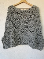 Poncho 100% Baby Alpaca - Light Grey