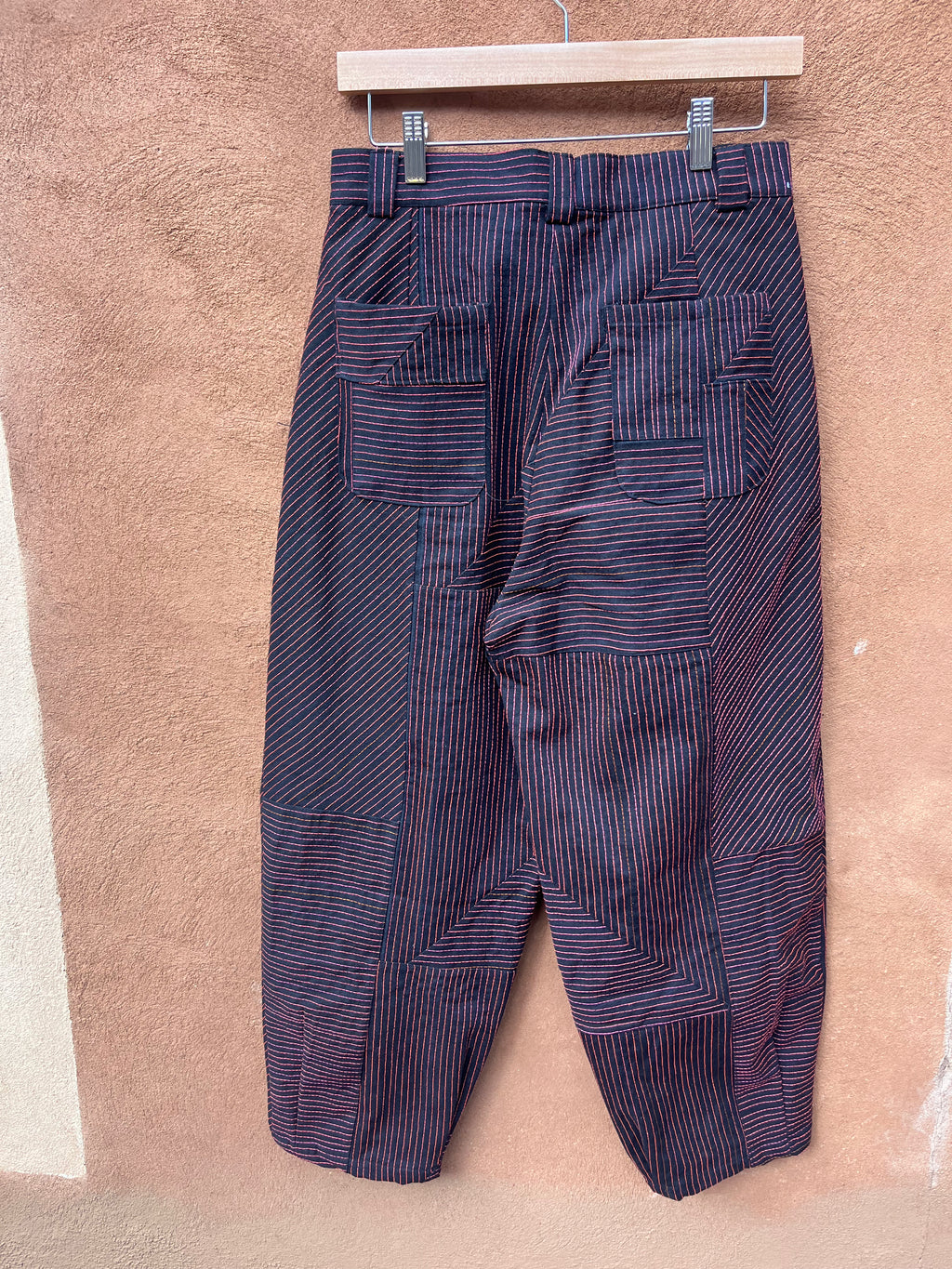 High Waisted Barrel Pants - Black & neon stitch